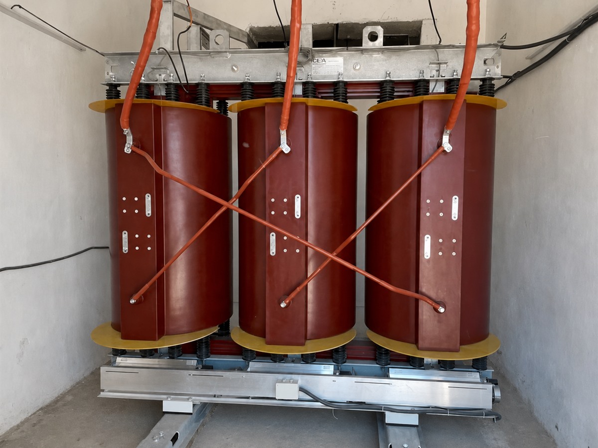 Installed cast-resin dry-type transformer in an equipment bay